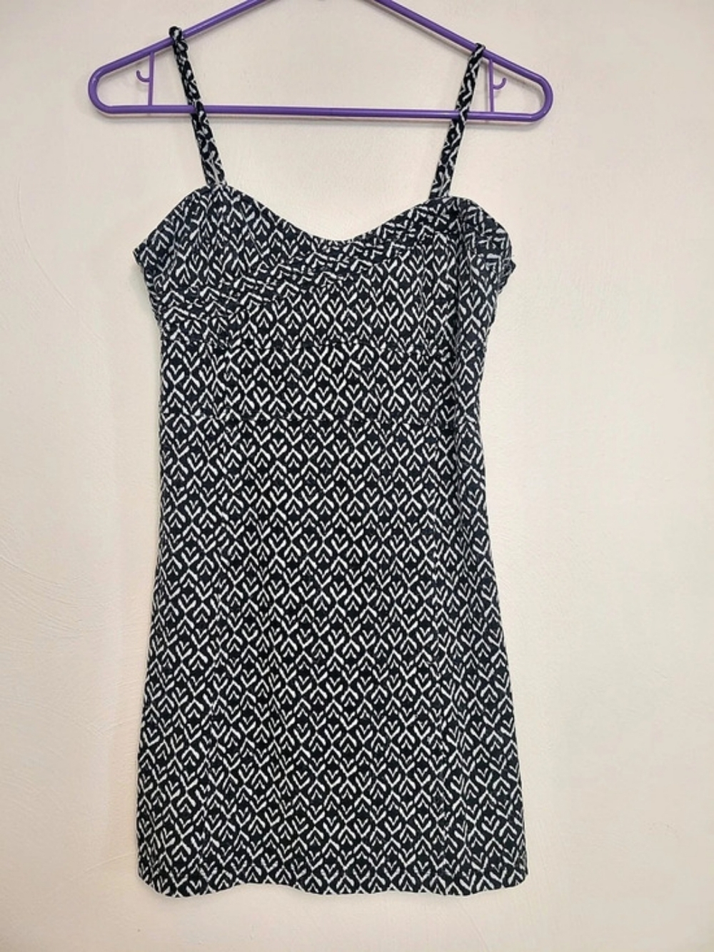 Free People Geometric Mini Dress in Black & White Size Medium